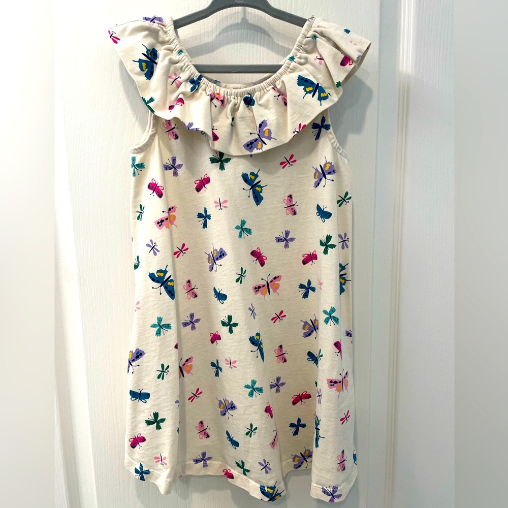 Hanna Andersson Girls Ruffle Neck Swing Dress